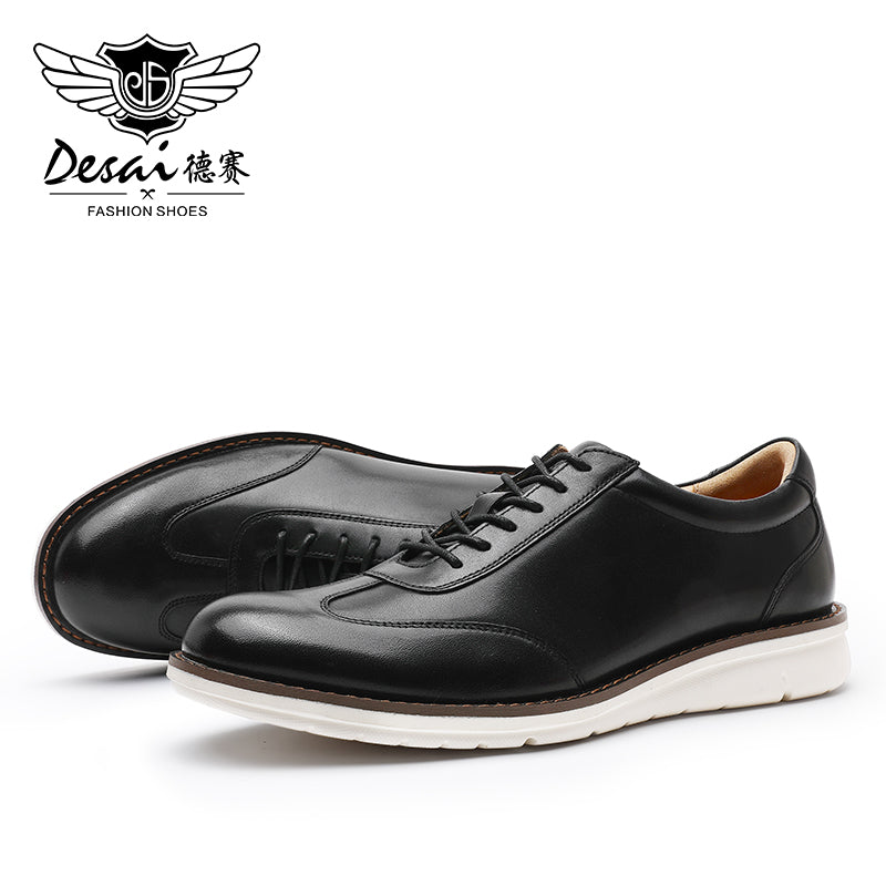 Desai New Men's Leisure Leather sneakers Full grain Leather shoes Soft Sole Anti-slip and wear-resistant footwear OS6601