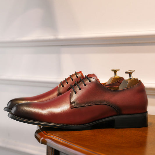 DESAI New Men's Genuine Leather Shoes Business Dress Elegant Gentleman Shoes Simple British Style Wedding Shoes Black DS216