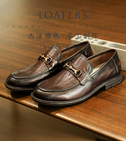 Desai Men Shoes Loafers spring and summer leather shoes one step on dress shoes DS1003