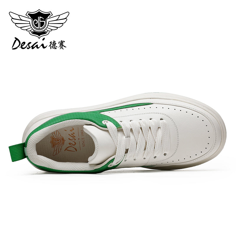 Desai Thick Sole Men's shoes , Small White Shoes , Round Toe Tie Up Color Blocking Casual Board Shoes, Increased Breathability, Versatile Sports Shoes DS3005