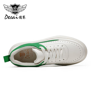 Desai Thick Sole Men's shoes , Small White Shoes , Round Toe Tie Up Color Blocking Casual Board Shoes, Increased Breathability, Versatile Sports Shoes DS3005