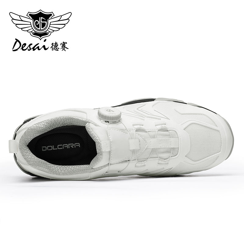 Desai Men Casual Shoes Real Leather Sneakers Without Laces Up Breathable Low Heel Four Season Use Waterproof Material DS2351