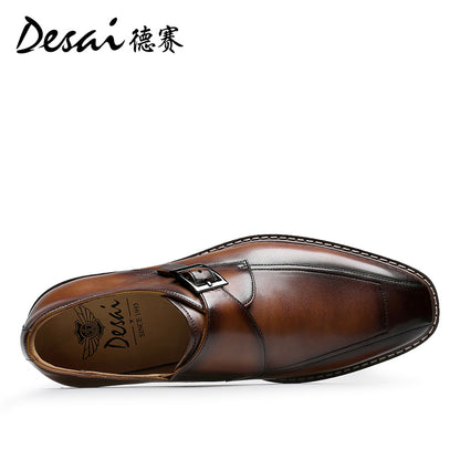 Desai Men's Business dress shoes Retro Polish Munk Shoes Leather Derby Shoes Heightening shoes Casual shoes DS6020