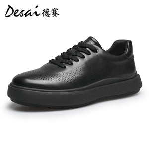 Desai Shoes Men's 2024 Summer Breathable Little White Shoes Men's Genuine Leather Lightweight Sports Shoes Thin Men's Casual Shoes DS3072