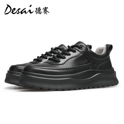 Desai men's sneakers autumn breathable perforated men's shoes thick soles increase casual shoes men's light all match board shoes DS3067