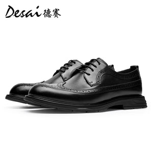 DESAI Men spring and summer leather loafers one step on shoes Casual dress shoes top cowhide leather shoes DS1009