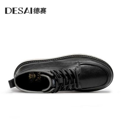 Desai Men's retro British style high top casual men's shoes warm thick sole cargo men's boots DS30172H