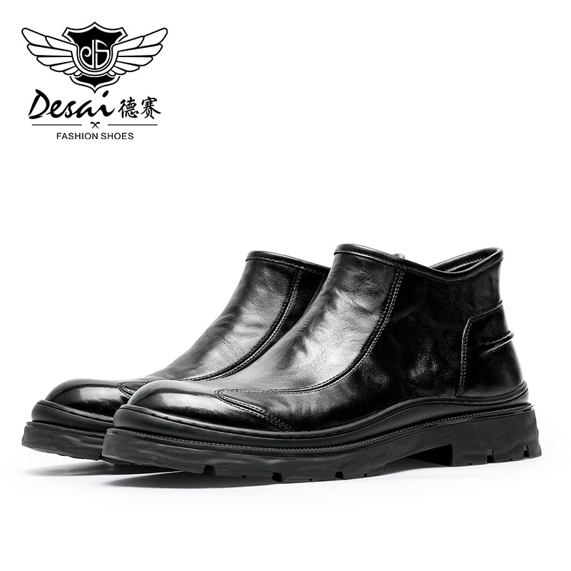 Desai leather ankle boots English boots Autumn/Winter soft leather high-end vintage men's Martin boots cowhide Chelsea boots for men DS6325H/HM