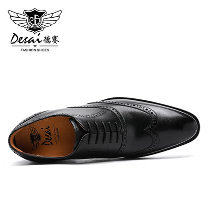 Desai New Arrivals Men Business Dress Shoes Genuine Leather Brock Retro Gentleman Shoes Formal Carved Brogue Shoes Men DS8988-51/52 & DS89883M-15-16