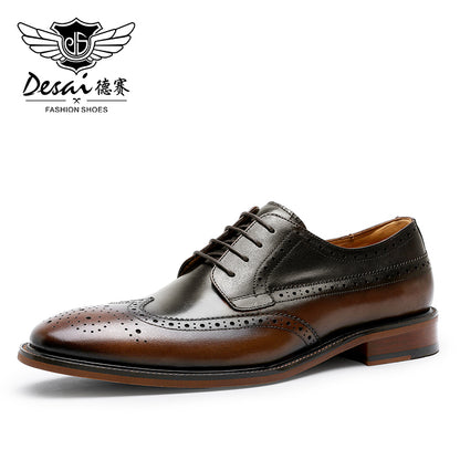 Desai Formal Dress Triple Joint Oxfords Office Genuine Leather Wedding Lace Up Spring for men DS139