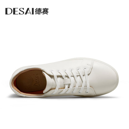 Desai men's small white sneakers men's autumn casual shoes with light leather men's board shoes thick soles increase men's shoes DS9519