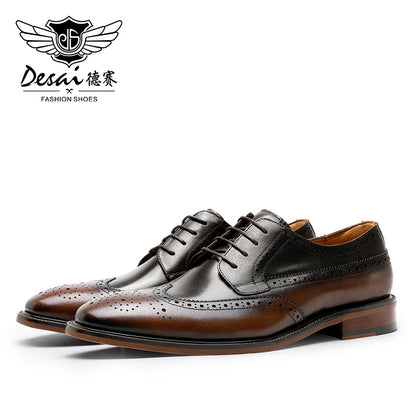 Desai Formal Dress Triple Joint Oxfords Office Genuine Leather Wedding Lace Up Spring for men DS139