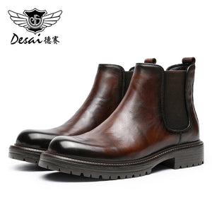 Desai men's shoes platform Chelsea boots Men's autumn and winter men's high top leather ankle boots trend with British leather boots DS6317H/HM