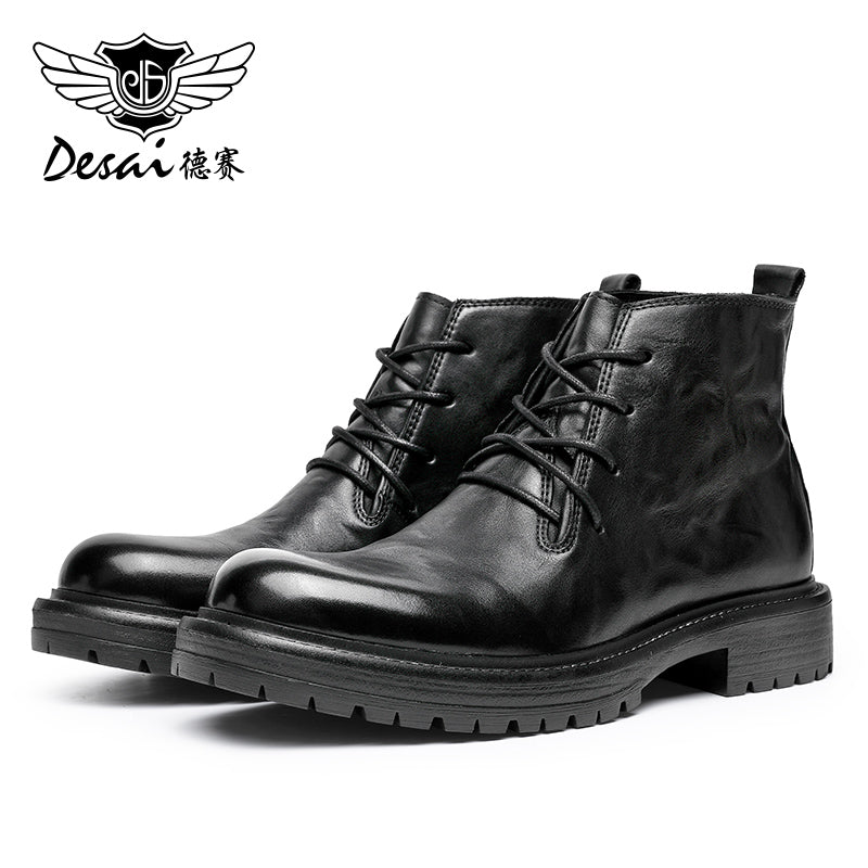 Desai Mid-gang Martin boots men's casual British formal men's boots Soft leather retro leather boots short boots leather work shoes DS6319H/HM