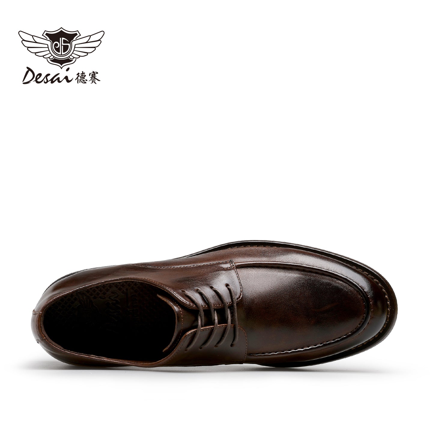 Desai [High-end horsehide] men's leather shoes business formal round head Derby shoes men's leather soft soled handmade footwear DS6036