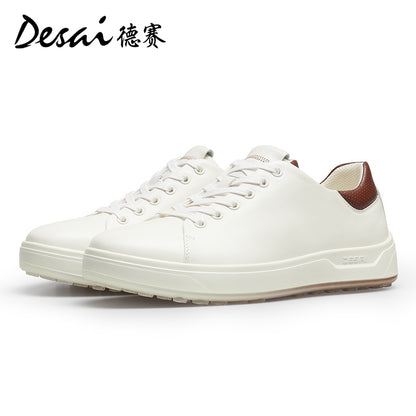 Desai Men's sneakers Summer Leather Breathable Shoes Men's Thick Sole Lightweight Casual Shoes Men's Soft Sole Versatile Men's Board Shoes DS3035