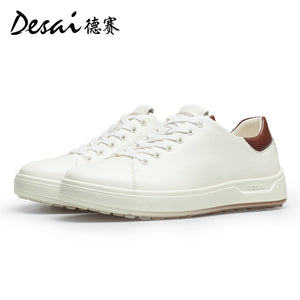 Desai Men's Shoes Summer Leather Breathable Shoes Men's Thick Sole Lightweight Casual Shoes Men's Soft Sole Versatile Men's Board Shoes DS3035