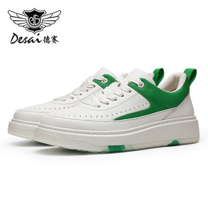 Desai Thick Sole Men's shoes , Small White Shoes , Round Toe Tie Up Color Blocking Casual Board Shoes, Increased Breathability, Versatile Sports Shoes DS3005