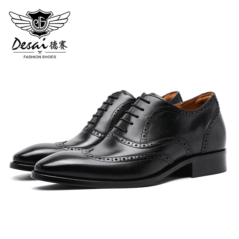 Desai New Arrivals Men Business Dress Shoes Genuine Leather Brock Retro Gentleman Shoes Formal Carved Brogue Shoes Men DS8988-51/52 & DS89883M-15-16