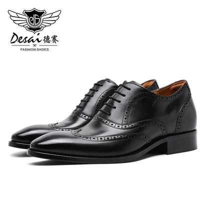 Desai New Arrivals Men Business Dress Shoes Genuine Leather Brock Retro Gentleman Shoes Formal Carved Brogue Shoes Men DS8988-51/52 & DS89883M-15-16