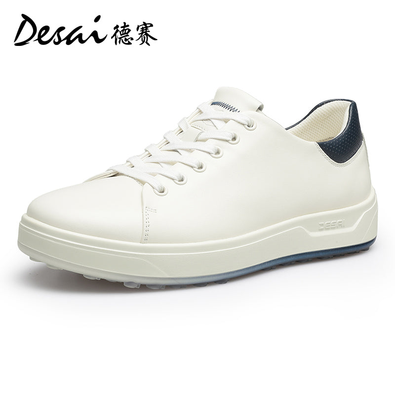 Desai Men's Shoes Summer Leather Breathable Shoes Men's Thick Sole Lightweight Casual Shoes Men's Soft Sole Versatile Men's Board Shoes DS3035