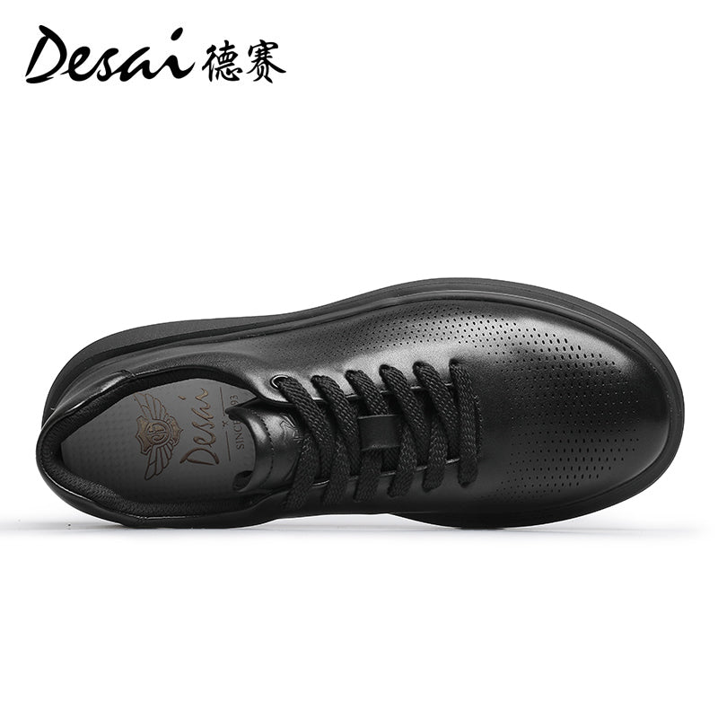 Desai Shoes Men's 2024 Summer Breathable Little White Shoes Men's Genuine Leather Lightweight Sports Shoes Thin Men's Casual Shoes DS3072