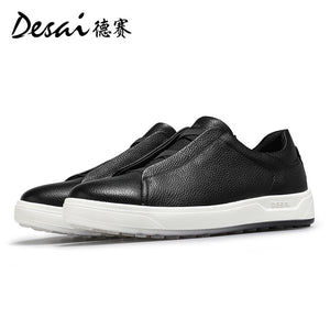 Desai Shoes Men's Summer Thick Sole Lightweight Soft Sole Sports Shoes Breathable Casual Board Shoes Men's Genuine Leather Small White Shoes DS3078