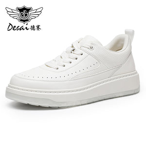 Desai Thick Sole Men's shoes , Small White Shoes , Round Toe Tie Up Color Blocking Casual Board Shoes, Increased Breathability, Versatile Sports Shoes DS3005