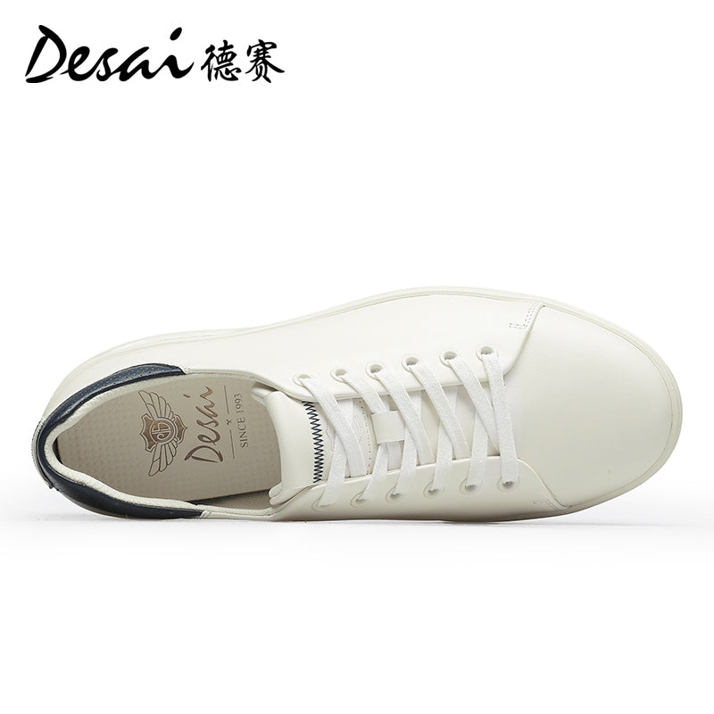 Desai Men's sneakers Summer Leather Breathable Shoes Men's Thick Sole Lightweight Casual Shoes Men's Soft Sole Versatile Men's Board Shoes DS3035