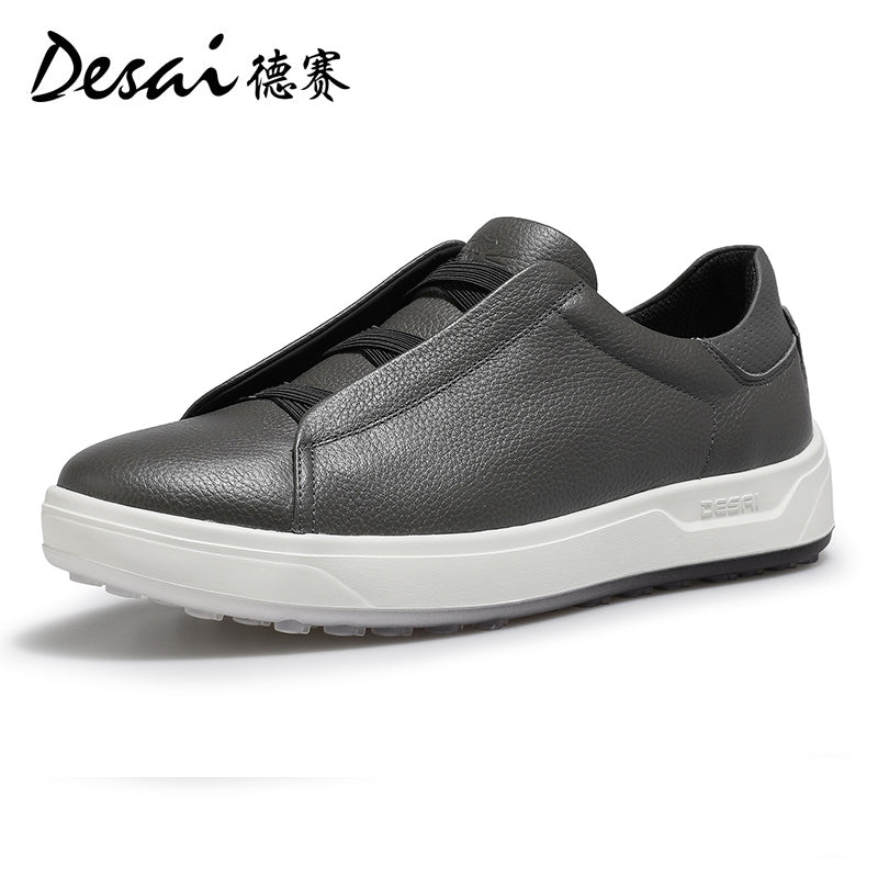 Desai Shoes Men's Summer Thick Sole Lightweight Soft Sole Sports Shoes Breathable Casual Board Shoes Men's Genuine Leather Small White Shoes DS3078