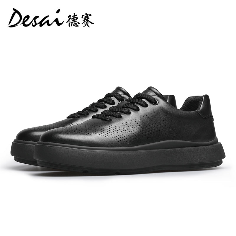 Desai Shoes Men's 2024 Summer Breathable Little White Shoes Men's Genuine Leather Lightweight Sports Shoes Thin Men's Casual Shoes DS3072