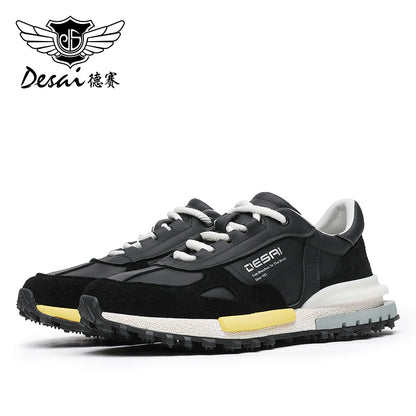 Desai Men's Shoes New Outdoor Sports Shoes Versatile Low Top Casual Shoes Thick Sole Shock Absorbing Lightweight sneakers Breathable Running Shoes for Men DS33162