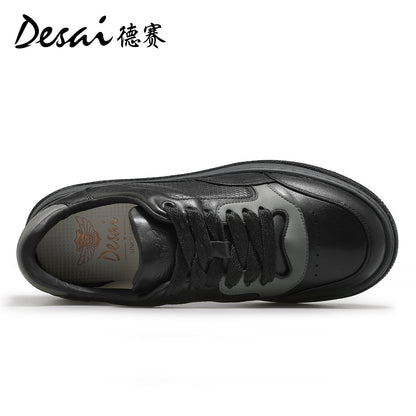 DESAI Full Grain Leather Men Shoes Soft Thick Bottom Casual Sneaker For Men Business Work Breathable Sneakers New Arrival DS3399