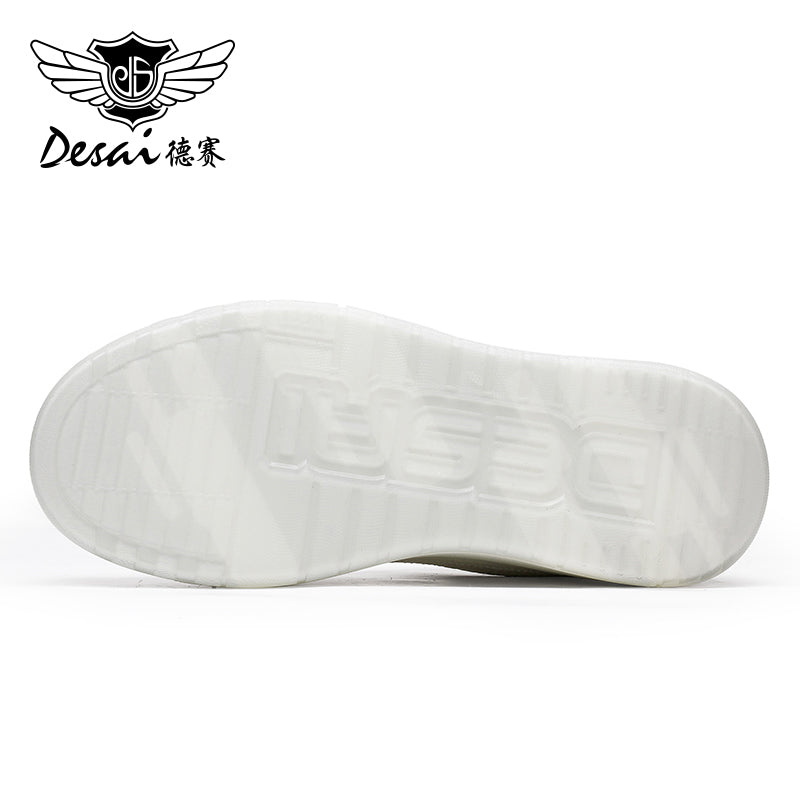 Desai Thick Sole Men's shoes , Small White Shoes , Round Toe Tie Up Color Blocking Casual Board Shoes, Increased Breathability, Versatile Sports Shoes DS3005