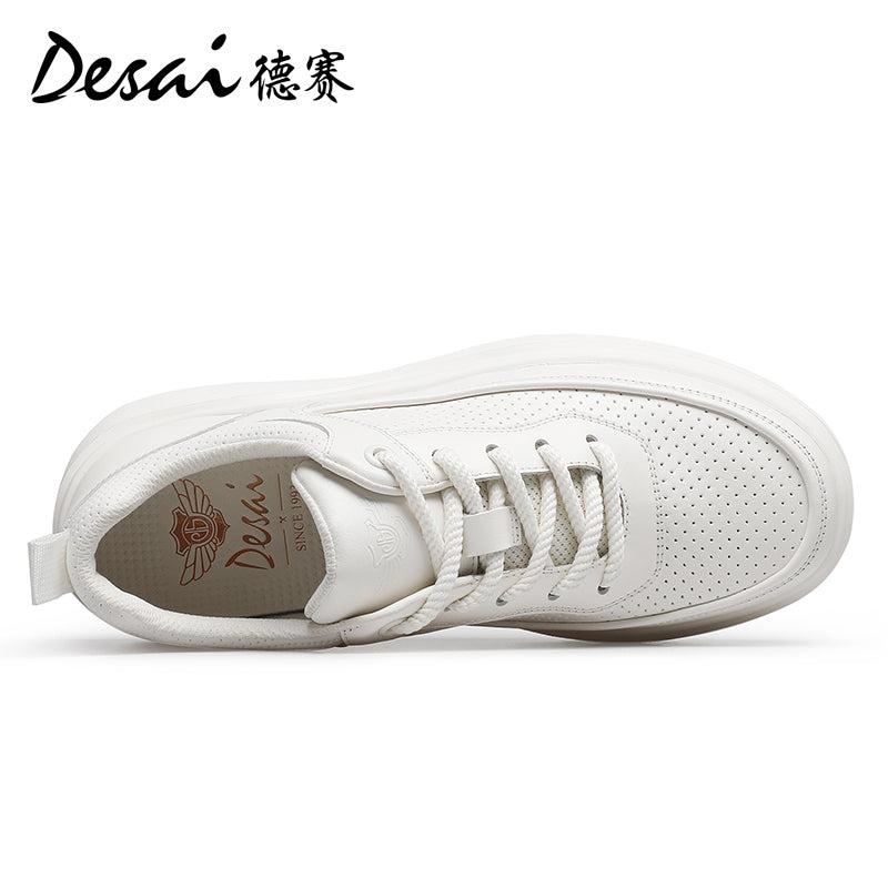 Desai men's sneakers autumn breathable perforated men's shoes thick soles increase casual shoes men's light all match board shoes DS3067