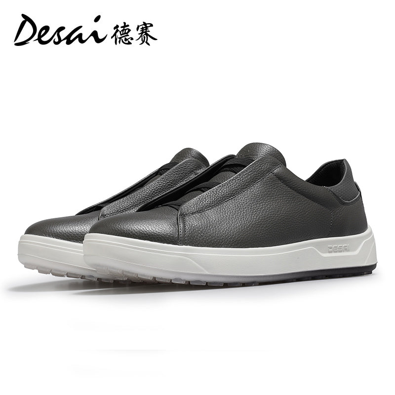 Desai Shoes Men's Summer Thick Sole Lightweight Soft Sole Sports Shoes Breathable Casual Board Shoes Men's Genuine Leather Small White Shoes DS3078