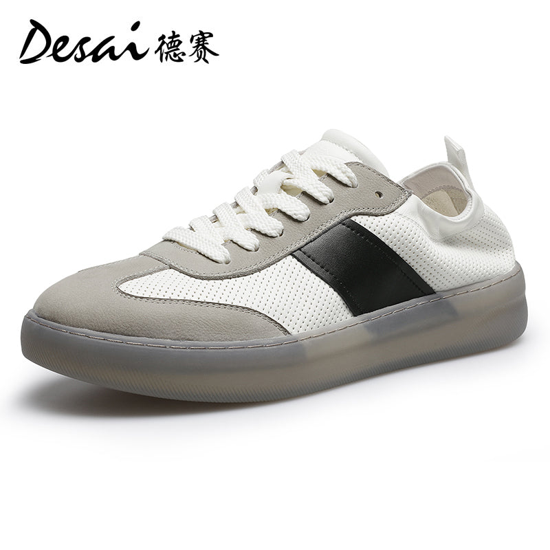 Desai Men's Shoes 2024 New Summer Breathable Perforated Desai Training Shoes Men's Board sneakers Genuine Leather Versatile Casual Shoes DS3077