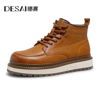 Desai Men's retro British style high top casual men's shoes warm thick sole cargo men's boots DS30172H