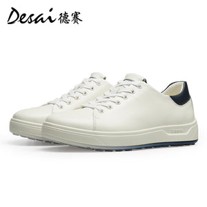 Desai Men's Shoes Summer Leather Breathable Shoes Men's Thick Sole Lightweight Casual Shoes Men's Soft Sole Versatile Men's Board Shoes DS3035