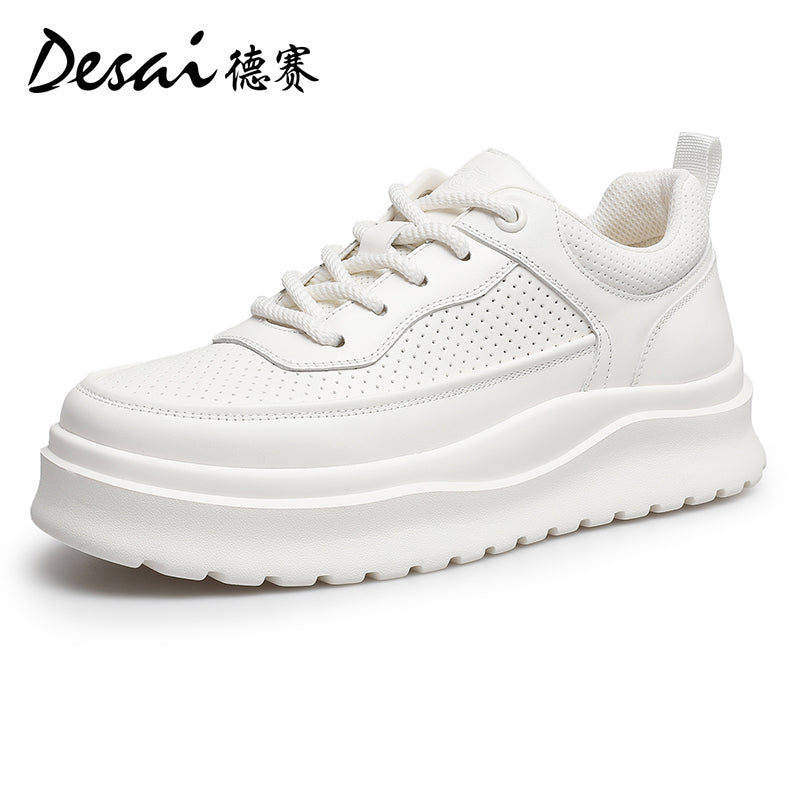 Desai men's sneakers autumn breathable perforated men's shoes thick soles increase casual shoes men's light all match board shoes DS3067