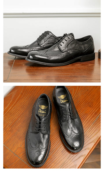 Desai Men Brock Derby handmade leather shoes Casual dress shoes top cowhide leather shoes DS6311