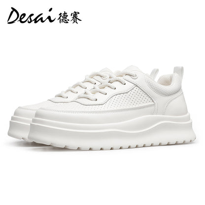 Desai men's sneakers autumn breathable perforated men's shoes thick soles increase casual shoes men's light all match board shoes DS3067