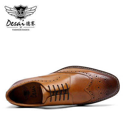 Desai New Arrivals Men Business Dress Shoes Genuine Leather Brock Retro Gentleman Shoes Formal Carved Brogue Shoes Men DS6737