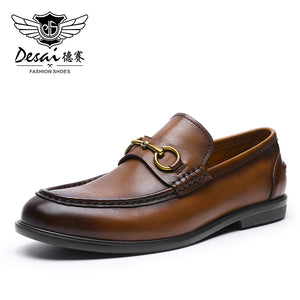 Desai Men Shoes Loafers spring and summer leather shoes one step on dress shoes DS1302