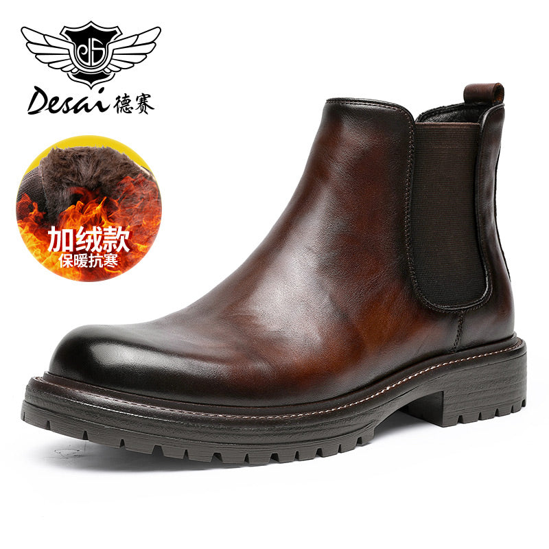 Desai men's shoes platform Chelsea boots Men's autumn and winter men's high top leather ankle boots trend with British leather boots DS6317H/HM