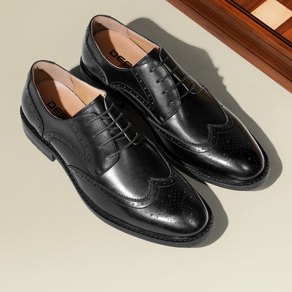 Desai Business Dress men's shoes English carved Derby shoes simple fine leather leather and wing tips OS6031