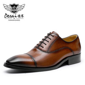 Desai Formal Dress Triple Joint Oxfords Office Genuine Leather Wedding Lace Up Spring For Men 8988