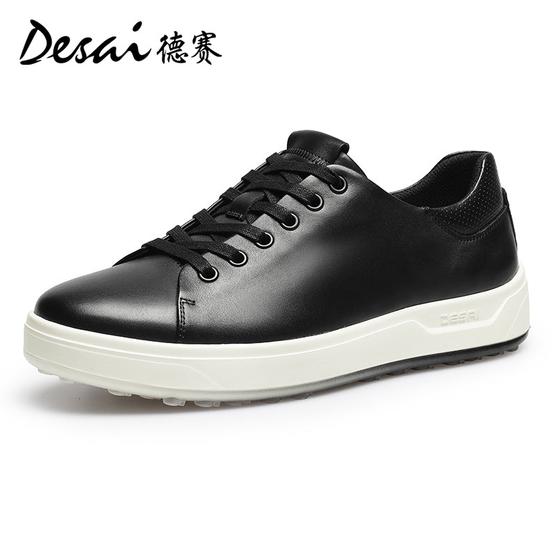 Desai Men's sneakers Summer Leather Breathable Shoes Men's Thick Sole Lightweight Casual Shoes Men's Soft Sole Versatile Men's Board Shoes DS3035