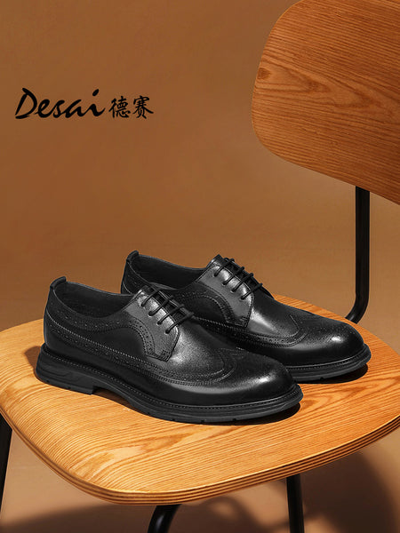 DESAI Men spring and summer leather loafers one step on shoes Casual dress shoes top cowhide leather shoes DS1009