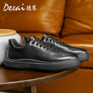 Desai Shoes Men's 2024 Summer Breathable Little White Shoes Men's Genuine Leather Lightweight Sports Shoes Thin Men's Casual Shoes DS3072